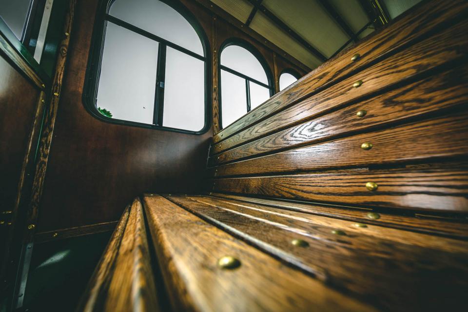wooden trolley seats