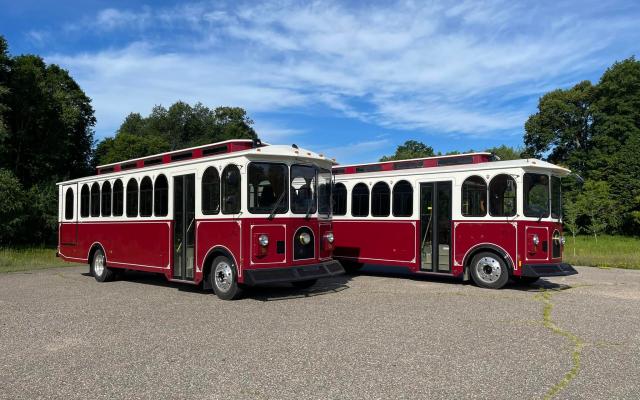 two red trolleys